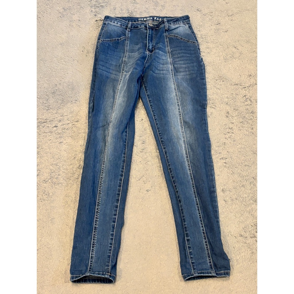 Gemma Rae Jeans Womens 9/29 Skinny Ankle Front Seam Dark Wash Blue Denim